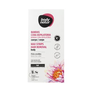 BODY NATUR - Bandas Cera Depilatoria Cuerpo Pieles Sensibles x 16