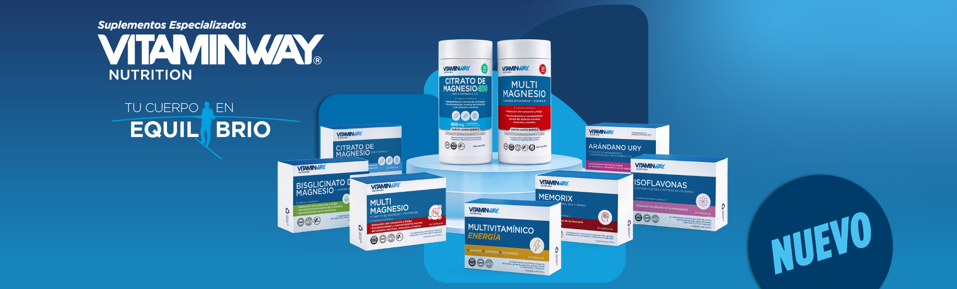Banner promocional Vitamin Way aprovecha el 25% de descuento en toda la marca​ por lanzamiento.