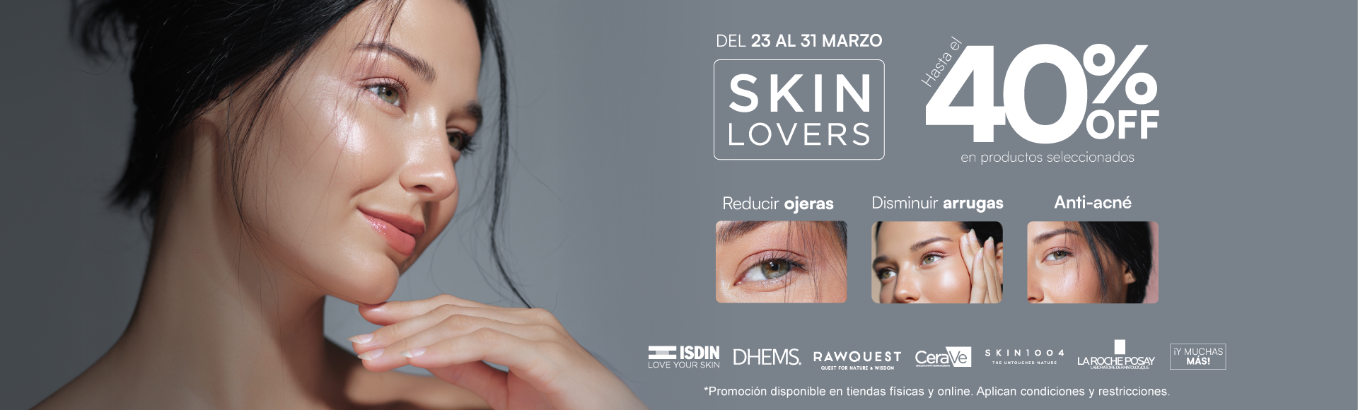 Banner promocional de Skinlovers aprovecha hasta el 40% de descuento en productos y marcar seleccionadas