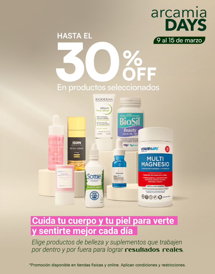 Banner promocional de Arcamia Days 30% de descuento en productos seleccionados.
