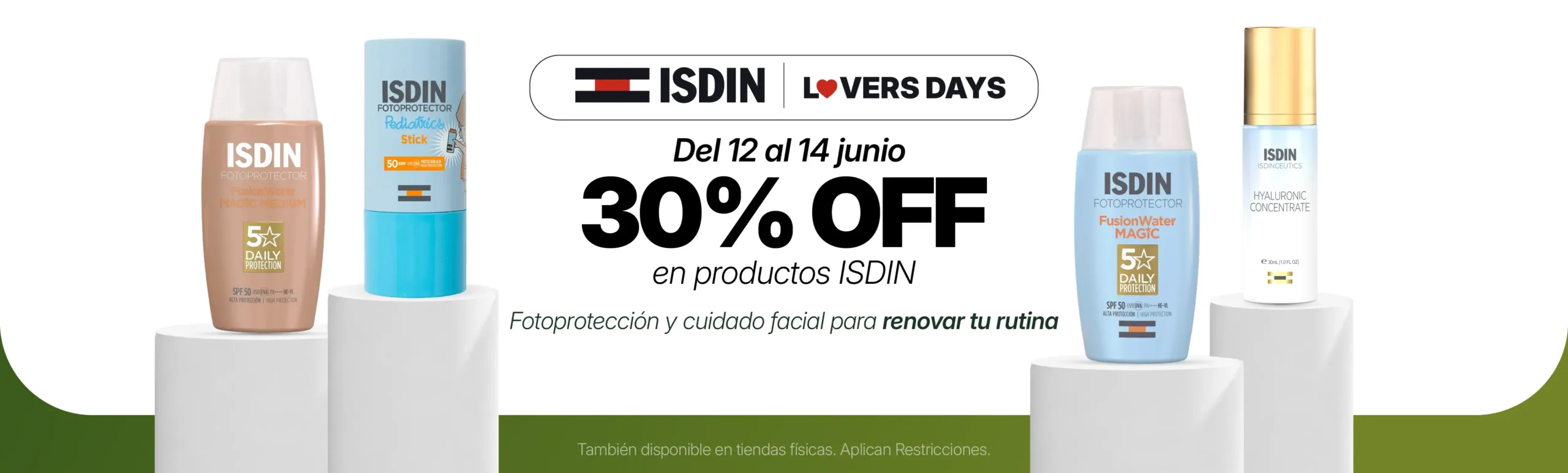 Banner promocional de Isdinlovers aprovecha el 30% de descuento en toda la marca