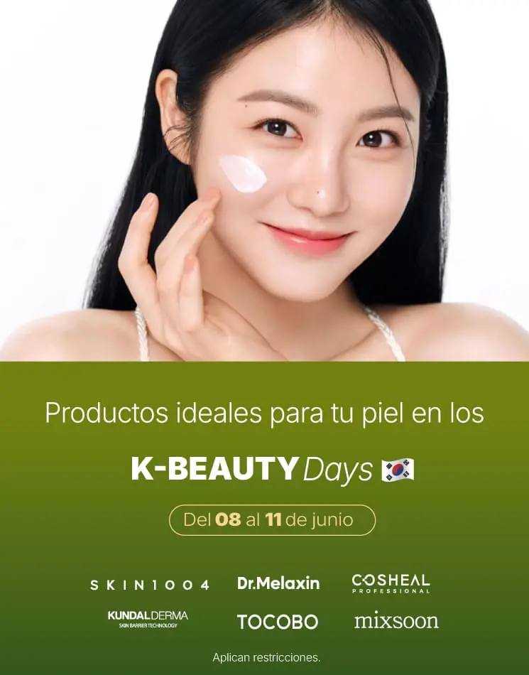 Banner promocional de K-Beauty Days descuento en productos seleccionados.