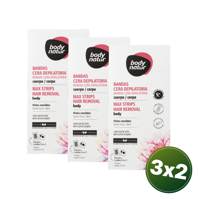 PACK 3X2 BODY NATUR BANDAS CERA DEPILATORIA CUERPO PIELES SENSIBLES X 16 PACK 3X2 BODY NATUR BANDAS CERA DEPILATORIA CUERPO PIELES SENSIBLES X 16