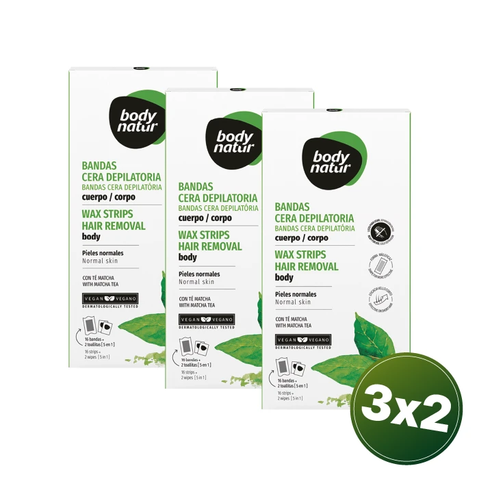 PACK 3X2 BODY NATUR BANDAS CERA DEPILATORIA CUERPO PIELES NORMALES X 16 PACK 3X2 BODY NATUR BANDAS CERA DEPILATORIA CUERPO PIELES NORMALES X 16