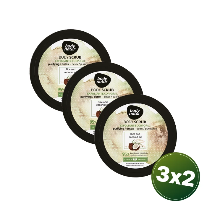 PACK 3X2 BODY NATUR EXFOLIANTE CORPORAL ARROZ Y ACEITE DE COCO 200 ML PACK 3X2 BODY NATUR EXFOLIANTE CORPORAL ARROZ Y ACEITE DE COCO 200 ML