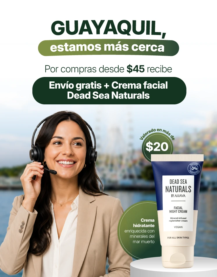 Envío gratis y crema facial Dead Sea Naturals gratis en Guayaquil por compras desde $45.