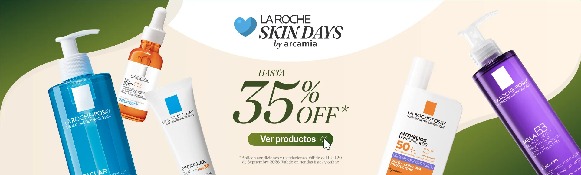 Promoción La Roche Skin Days Septiembre con hasta 35% de descuento en sérums, limpiadores y productos Effaclar de La Roche-Posay.