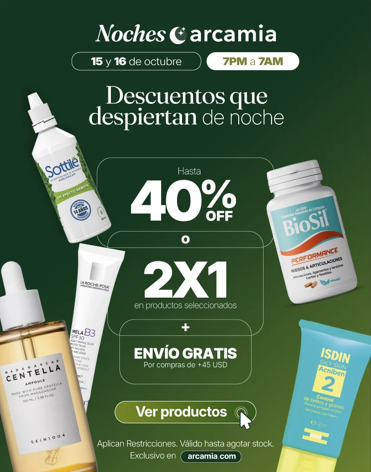 Noches-Arcamia-Octubre-Envío-Gratis-40%-OFF-2x1-ISDIN-BIOSIL-Sottilé-Noche-Promo-Descuentos​